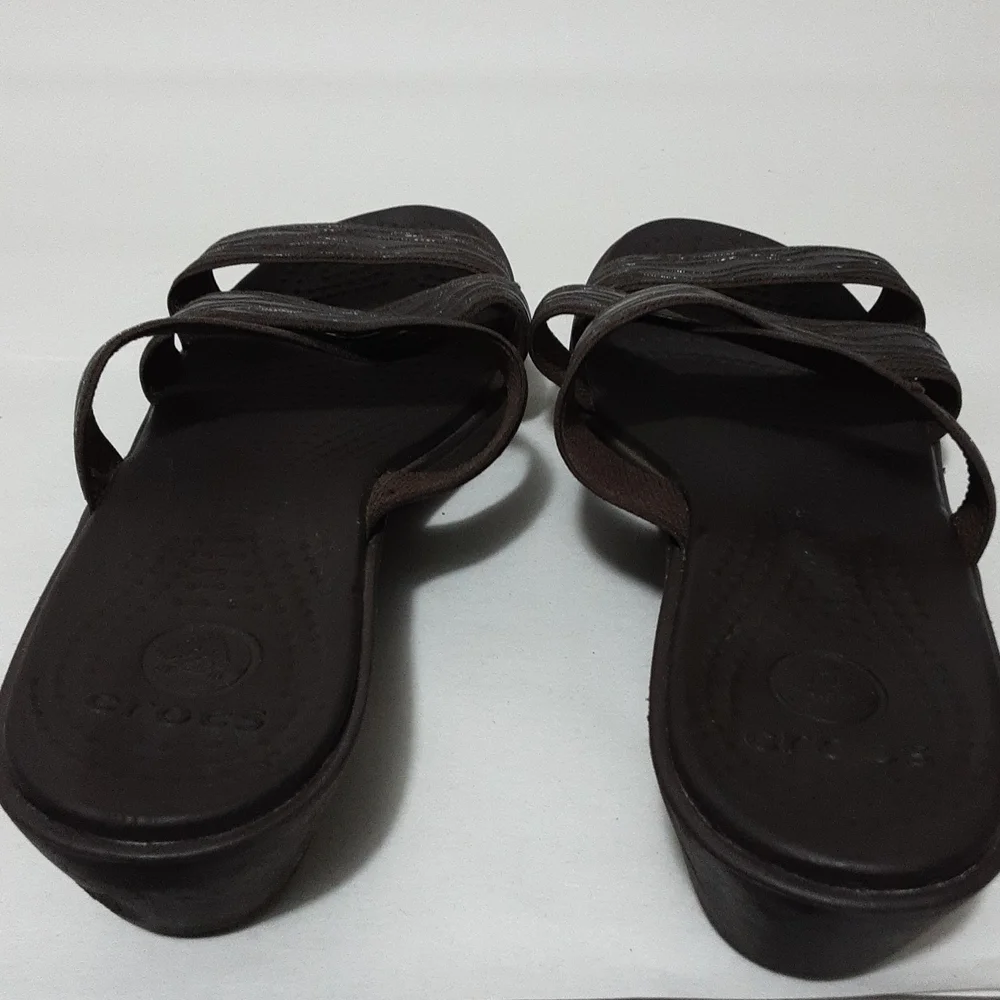 Crocs Brown‎ 3 Straps Wedge Shoes